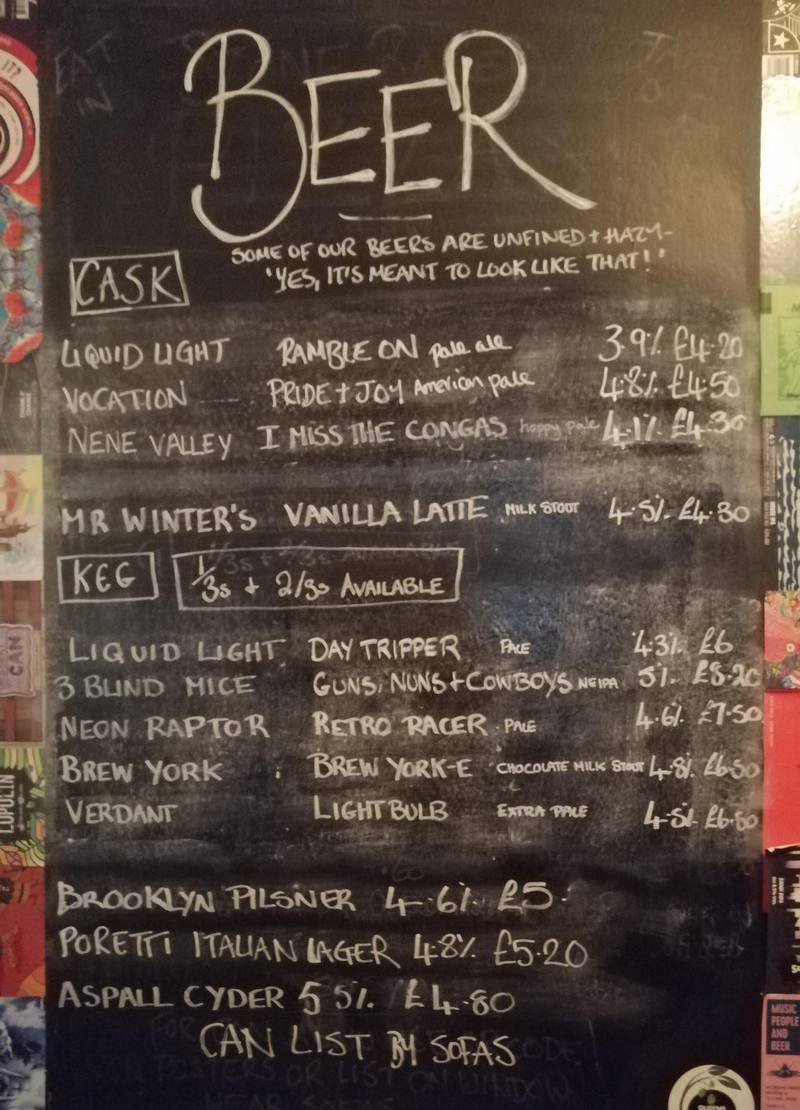 Rose beer menu